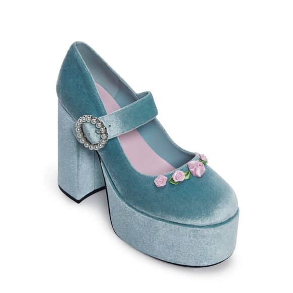 Sugar Thrillz So This Is Love Velvet Platform Heels - Picture 2 of 4